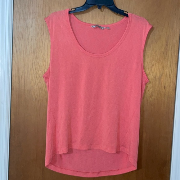 •ATHLETA•CORAL BREEZY &FLOWY MUSCLE HI-LOW WAISTLINE HEM TANK TOP SIZE LARGE EUC - Picture 5 of 9